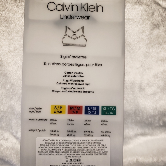 Calvin Klein 3pcs Girls Bralettes sz Small Age:6 - Picture 6 of 6
